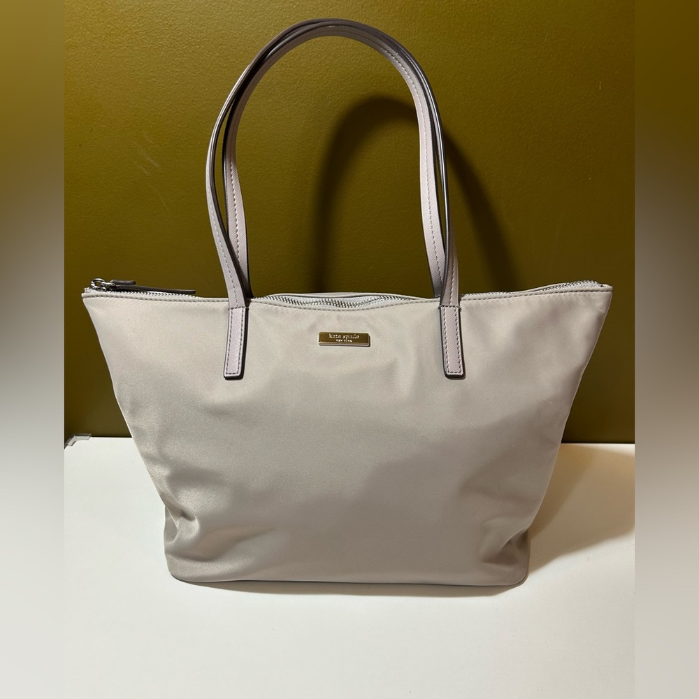 Kate Spade May Street Lida Soft Taupe Grey Nylon Tote Bag